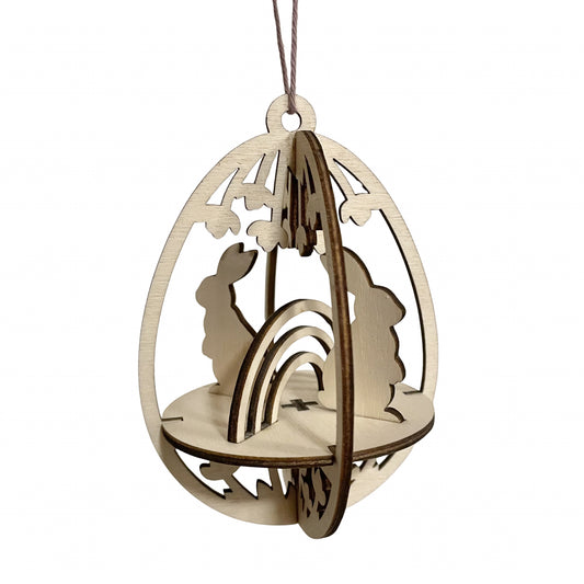 Hengende Påskeegg i Tre – Kaniner