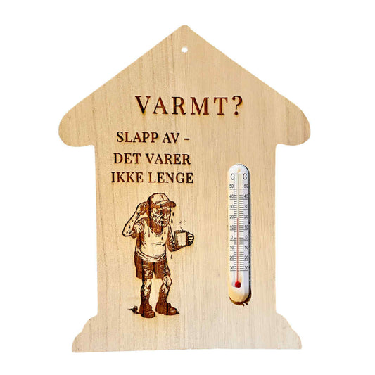 Tretermometer med humorgravering – «Varmt?»